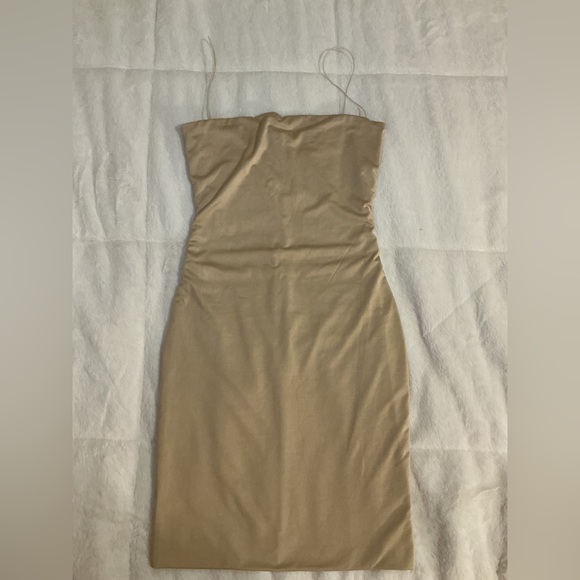 Meshki Dresses & Skirts - Meshki Tan Strapless  bodycon Dress